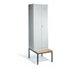 C+P Doppelspind Classic mit Sitzbank, 2 Abteile, H2090xB610xT500/815mm Front Lichtgrau Korpus Lichtgrau