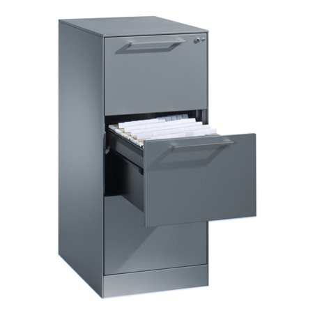 C+P Hängeregistraturschrank Asisto für Hängehefter DIN A4, 3 Schubladen, einbahnig Weißaluminium