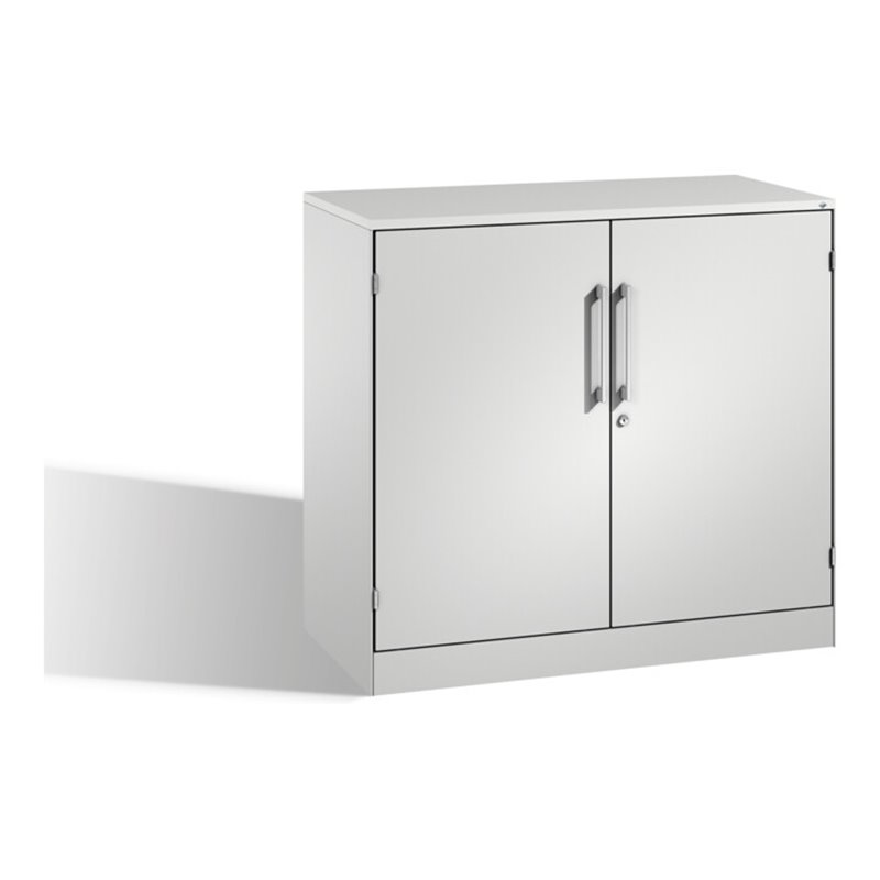 C+P Akten-Sideboard Asisto mit Drehtüren, 2 Ordnerhöhen, H915xB1000xT435mm Front Lichtgrau Korpus Lichtgrau