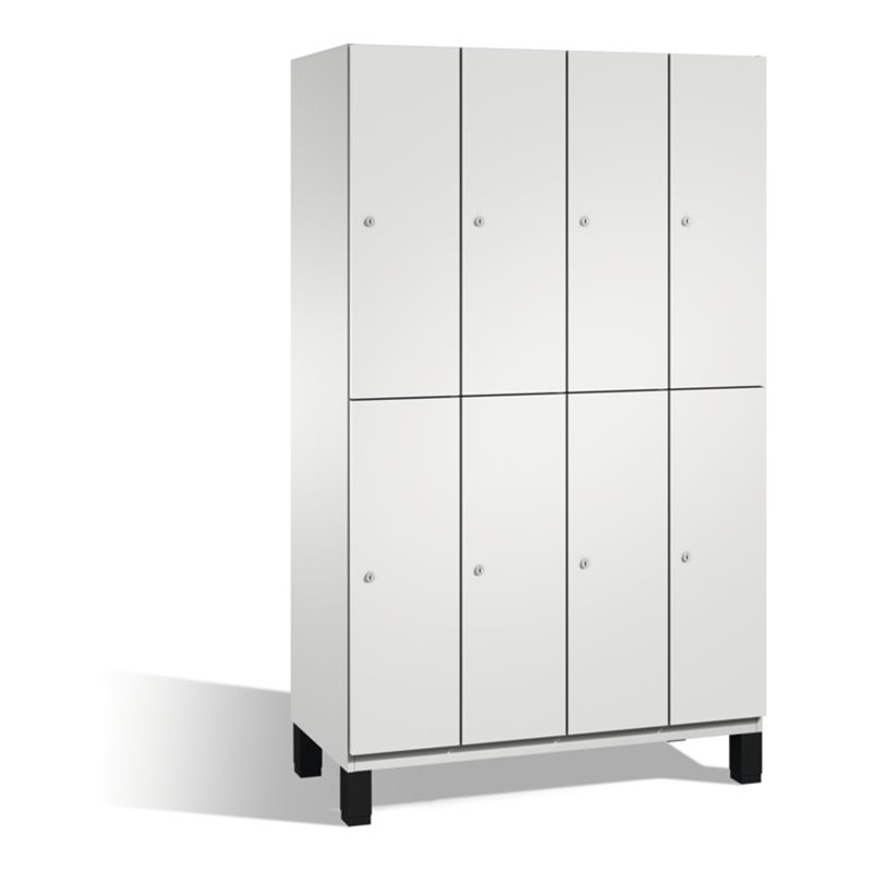 C+P Doppelstockspind Cambio auf Füßen, 8 Fächer, H1980xB1200xT525mm Front Lichtgrau Korpus Lichtgrau