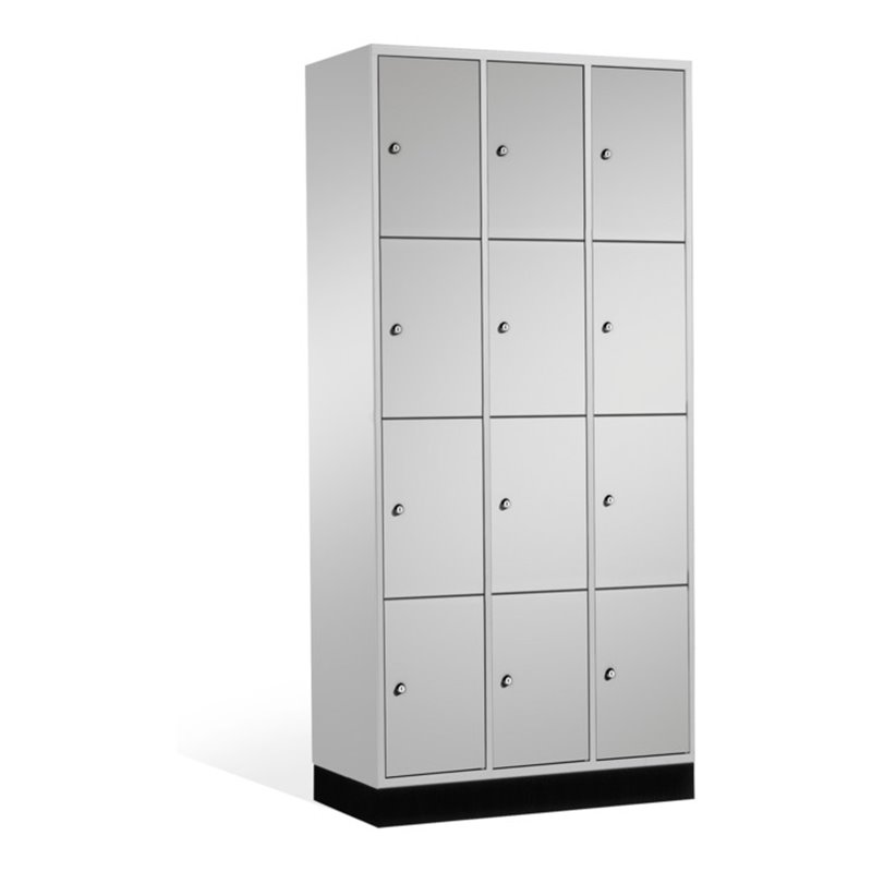 C+P Schließfachschrank Intro, 12 Fächer, H1950xB920xT500mm Front Lichtgrau Korpus Lichtgrau