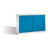 C+P Akten-Sideboard Acurado mit Schiebetüren, 2 x 2 Ordnerhöhen, H1000xB1600xT400mm Front Lichtblau Korpus Lichtgrau