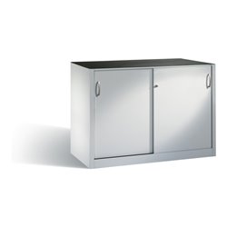 C+P Schwerlast-Beistellschrank mit Schiebetüren, 2 x 1 Boden, H1000xB1600xT500mm Front Lichtgrau Korpus Lichtgrau