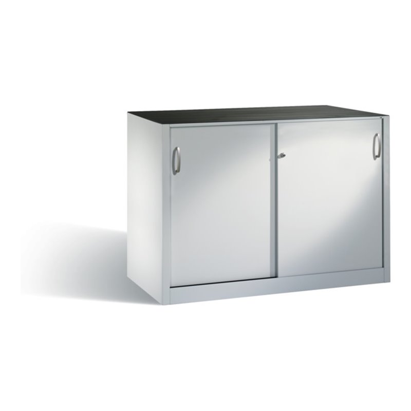 C+P Schwerlast-Beistellschrank mit Schiebetüren, 2 x 1 Boden, H1000xB1600xT500mm Front Lichtgrau Korpus Lichtgrau