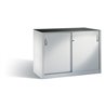 C+P Schwerlast-Beistellschrank mit Schiebetüren, 2 x 1 Boden, H1000xB1600xT500mm Front Lichtgrau Korpus Lichtgrau
