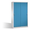 C+P Schwerlast-Werkzeugschrank mit Schiebetüren, 4 Böden, H1950xB1200xT500mm Front Lichtblau Korpus Lichtgrau