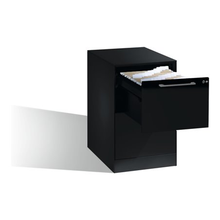 C+P Hängeregistraturschrank Asisto für Hängehefter DIN A4, 2 Schübe, einbahnig, Schwarzgrau