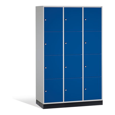 C+P Schließfachschrank Intro XL, 12 Fächer, H1950xB1220xT600mm Front Enzianblau Korpus Lichtgrau