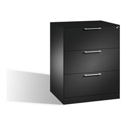 C+P Hängeregistraturschrank Asisto für Hängehefter DIN A4, 3 Schubladen, zweibahnig Schwarzgrau