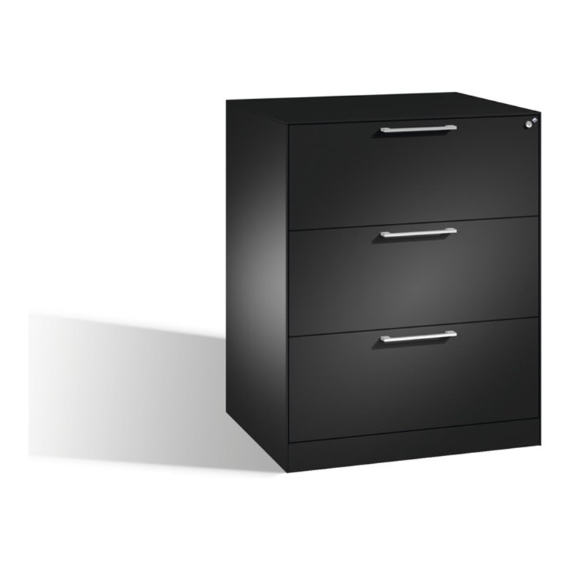 C+P Hängeregistraturschrank Asisto für Hängehefter DIN A4, 3 Schubladen, zweibahnig Schwarzgrau