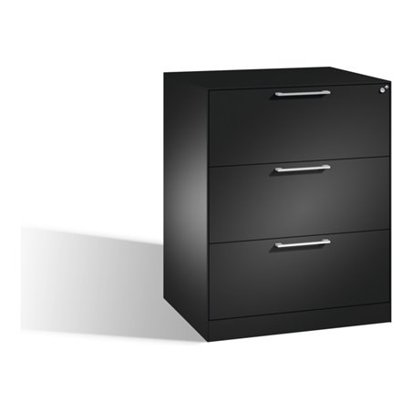 C+P Hängeregistraturschrank Asisto für Hängehefter DIN A4, 3 Schubladen, zweibahnig Schwarzgrau