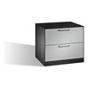 C+P Hängeregistraturschrank Asisto DIN A4, 2 Schubladen, zweibahnig Front Weißaluminium Korpus Schwarzgrau