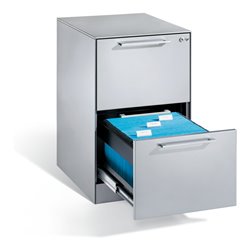 C+P Hängeregistraturschrank Asisto für Hängehefter DIN A4, 2 Schübe, einbahnig, Lichtgrau