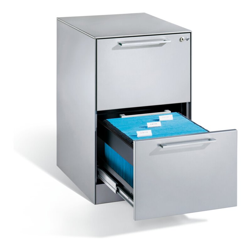 C+P Hängeregistraturschrank Asisto für Hängehefter DIN A4, 2 Schübe, einbahnig, Lichtgrau