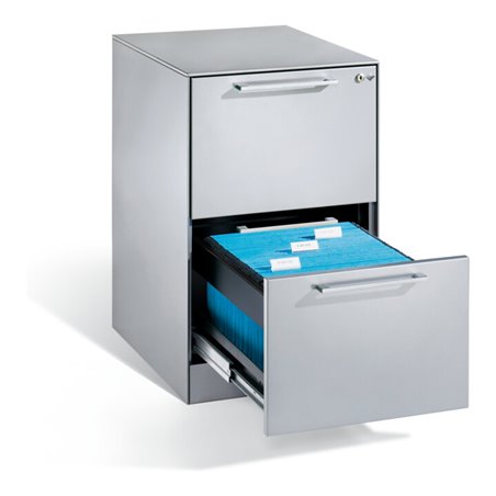 C+P Hängeregistraturschrank Asisto für Hängehefter DIN A4, 2 Schübe, einbahnig, Lichtgrau