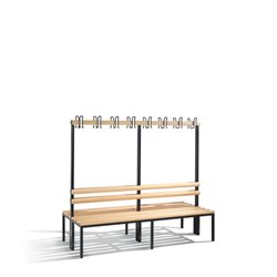 C+P Doppelseitige Garderobenbank Basic, H1650xB1960xT756mm Farbe Gestell Schwarzgrau