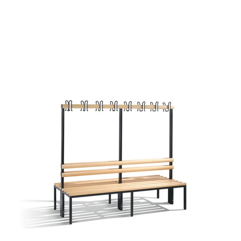 C+P Doppelseitige Garderobenbank Basic, H1650xB1960xT756mm Farbe Gestell Schwarzgrau