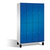 C+P Doppelstockspind Cambio auf Füßen, 8 Fächer, H1980xB1200xT525mm Front Enzianblau Korpus Lichtgrau