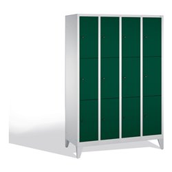 C+P Fächerschrank Classic auf Füßen, 12 Fächer, H1850xB1190xT500mm Front Resedagrün Korpus Lichtgrau