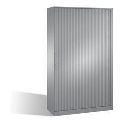 C+P Aktenschrank Asisto mit Rollladen, 5 Ordnerhöhen, H1980xB1200xT435mm Weißaluminium