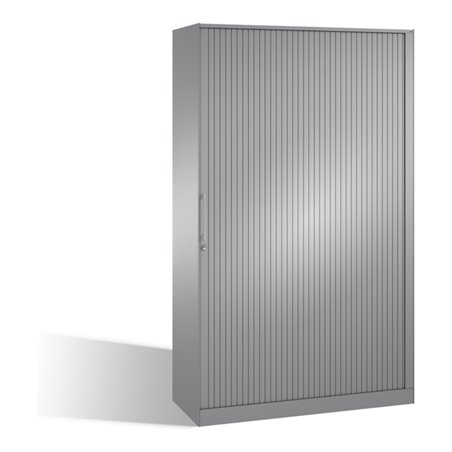 C+P Aktenschrank Asisto mit Rollladen, 5 Ordnerhöhen, H1980xB1200xT435mm Weißaluminium