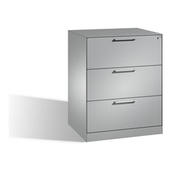 C+P Hängeregistraturschrank Asisto für Hängehefter DIN A4, 3 Schubladen, zweibahnig Weißaluminium