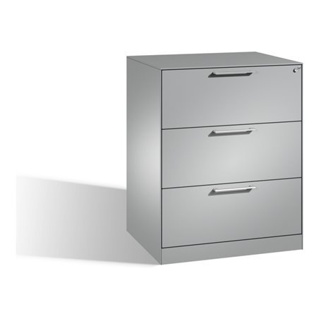 C+P Hängeregistraturschrank Asisto für Hängehefter DIN A4, 3 Schubladen, zweibahnig Weißaluminium