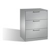 C+P Hängeregistraturschrank Asisto für Hängehefter DIN A4, 3 Schubladen, zweibahnig Weißaluminium