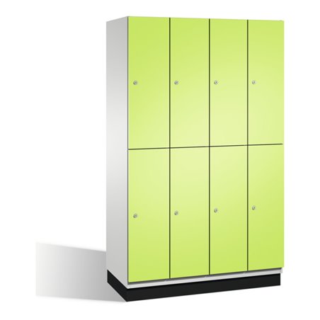 C+P Doppelstockspind Cambio auf Sockel, 8 Fächer, H1950xB1200xT525mm Front Viridingrün Korpus Lichtgrau