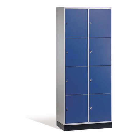C+P Schließfachschrank Intro, 8 Fächer, H1950xB820xT500mm Front Enzianblau Korpus Lichtgrau