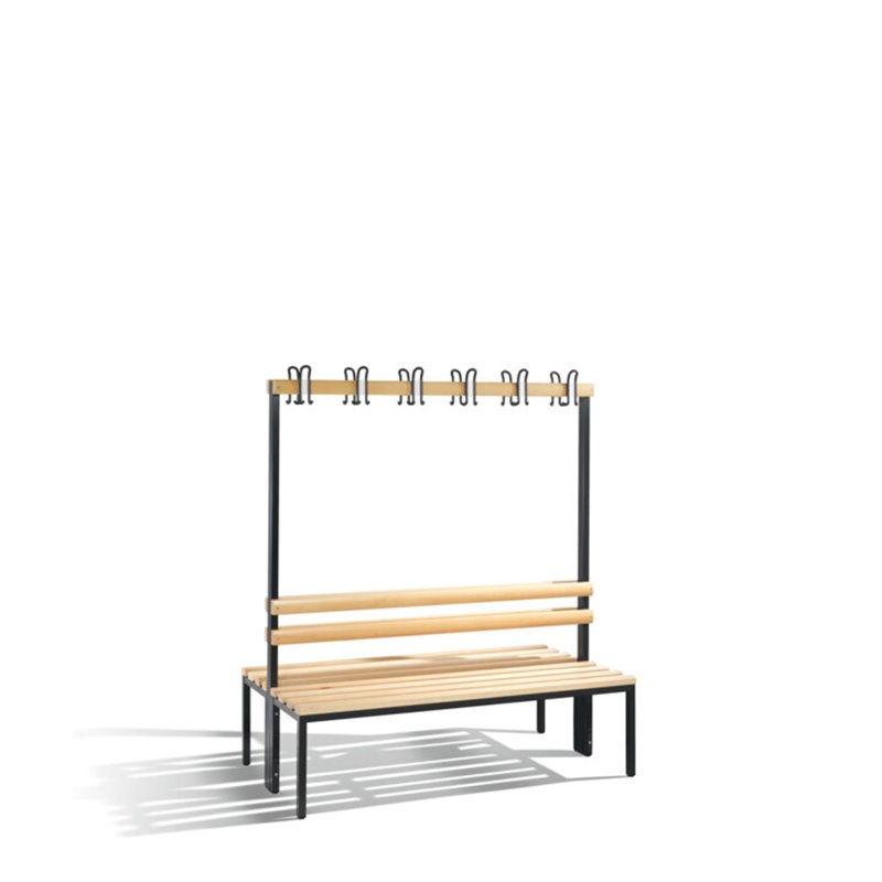 C+P Doppelseitige Garderobenbank Basic, H1650xB1500xT756mm Farbe Gestell Schwarzgrau