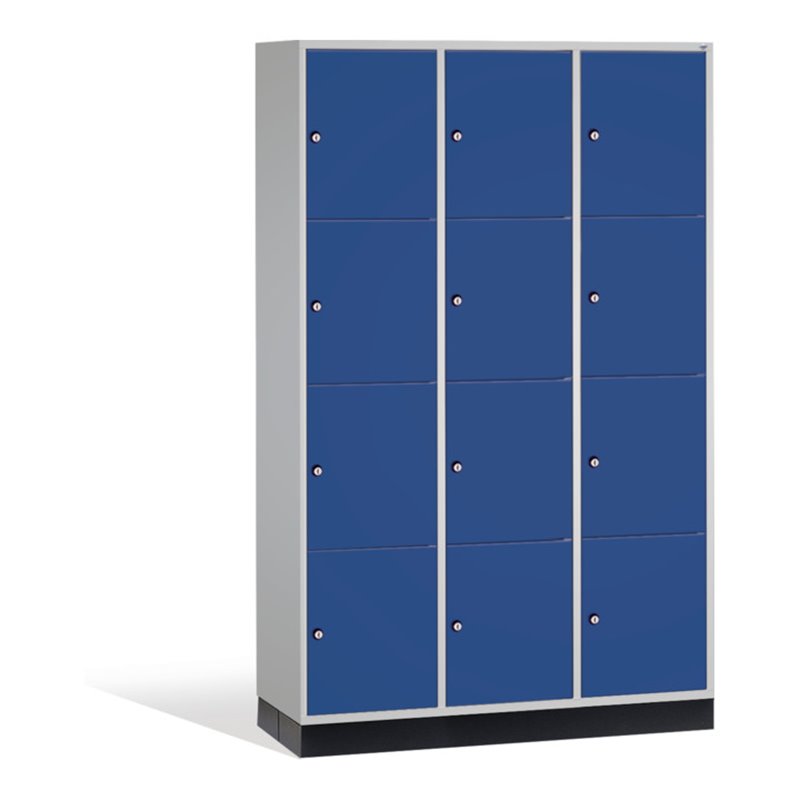 C+P Schließfachschrank Intro, 12 Fächer, H1950xB1220xT500mm Front Enzianblau Korpus Lichtgrau