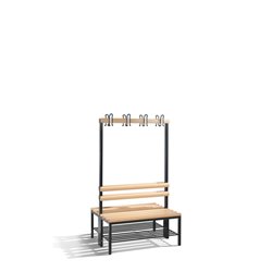 C+P Doppelseitige Garderobenbank Basic mit Schuhrost, H1650xB1000xT756mm, Schwarzgrau/Buche