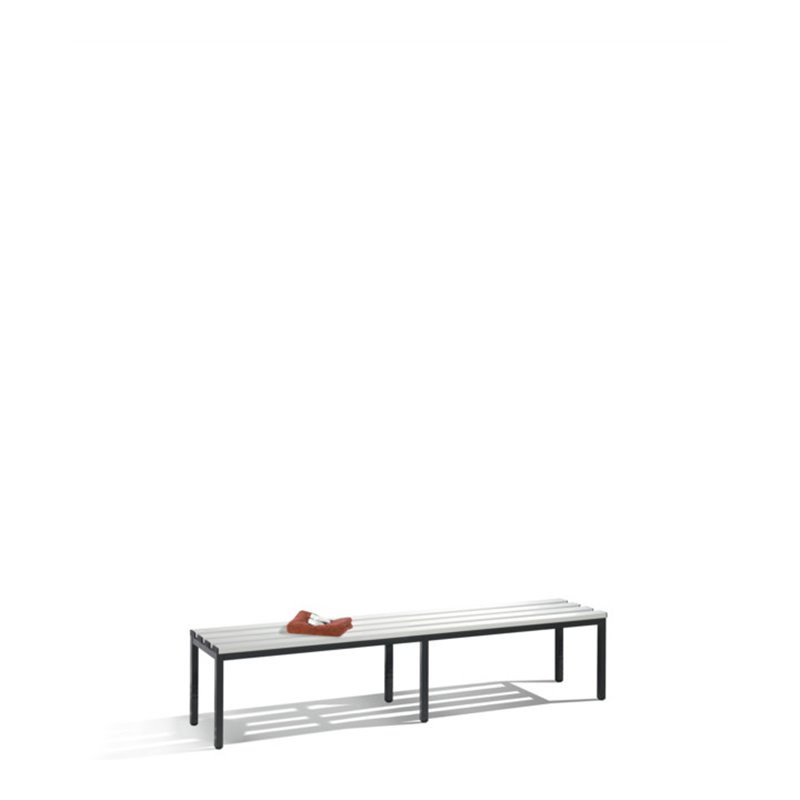 C+P Umkleidebank Basic, H420xB1960xT353mm Farbe Sitzleisten Lichtgrau Farbe Gestell Schwarzgrau