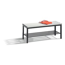 C+P Umkleidebank Basic mit Schuhrost, H420xB1000xT353mm Farbe Sitzleisten Lichtgrau Farbe Gestell Schwarzgrau