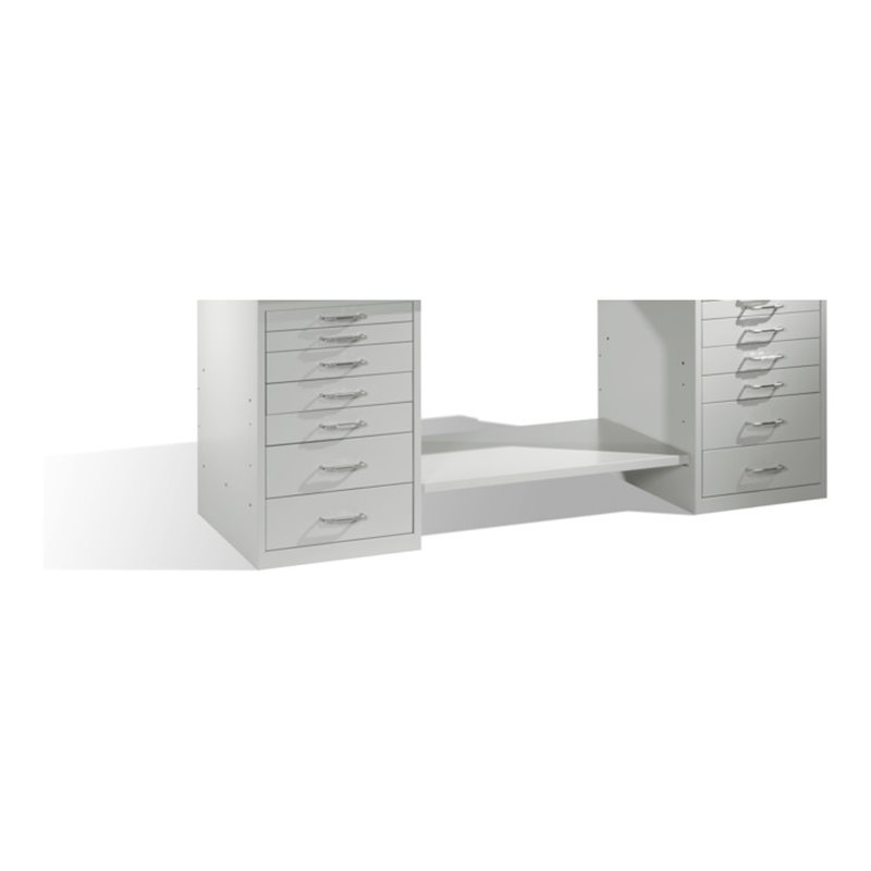 C+P Ablageboden für Werkbank mit zwei Standschränken B2000mm Farbe Lichtgrau