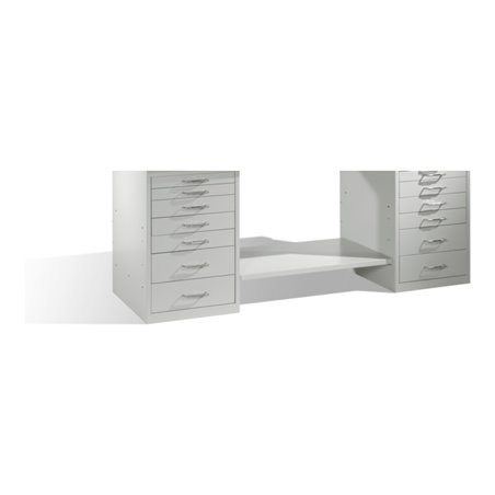 C+P Ablageboden für Werkbank mit zwei Standschränken B2000mm Farbe Lichtgrau