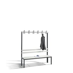 C+P Garderobenbank Basic, H1650xB1500xT403mm Farbe Sitzleisten Lichtgrau Farbe Gestell Schwarzgrau