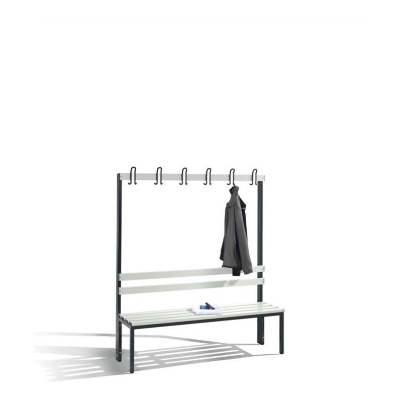 C+P Garderobenbank Basic, H1650xB1500xT403mm Farbe Sitzleisten Lichtgrau Farbe Gestell Schwarzgrau