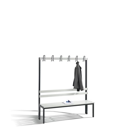 C+P Garderobenbank Basic, H1650xB1500xT403mm Farbe Sitzleisten Lichtgrau Farbe Gestell Schwarzgrau