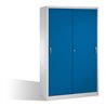 C+P Schwerlast-Werkzeugschrank mit Schiebetüren, 4 Böden, H1950xB1200xT500mm Front Enzianblau Korpus Lichtgrau