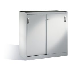 C+P Schwerlast-Beistellschrank mit Schiebetüren, 2 Böden, H1200xB1200xT500mm Front Lichtgrau Korpus Lichtgrau
