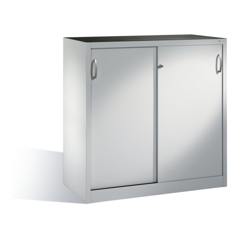 C+P Schwerlast-Beistellschrank mit Schiebetüren, 2 Böden, H1200xB1200xT500mm Front Lichtgrau Korpus Lichtgrau
