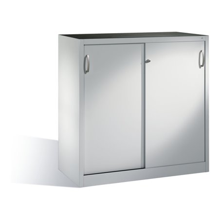 C+P Schwerlast-Beistellschrank mit Schiebetüren, 2 Böden, H1200xB1200xT500mm Front Lichtgrau Korpus Lichtgrau