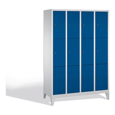 C+P Fächerschrank Classic auf Füßen, 12 Fächer, H1850xB1190xT500mm Front Enzianblau Korpus Lichtgrau