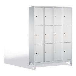 C+P Fächerschrank Classic auf Füßen, 12 Fächer, H1850xB1190xT500mm Front Lichtgrau Korpus Lichtgrau