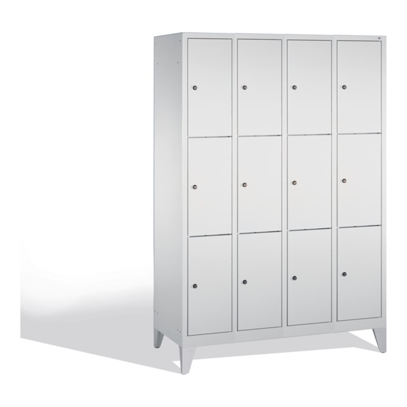 C+P Fächerschrank Classic auf Füßen, 12 Fächer, H1850xB1190xT500mm Front Lichtgrau Korpus Lichtgrau