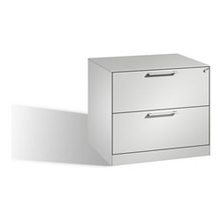 C+P Hängeregistraturschrank Asisto für Hängehefter DIN A4, 2 Schubladen, zweibahnig Front Lichtgrau Korpus Lichtgrau