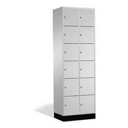 C+P Schließfachschrank Intro, 12 Fächer, H1950xB620xT500mm Front Lichtgrau Korpus Lichtgrau
