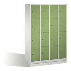 C+P Fächerschrank Classic auf Sockel, 16 Fächer, H1800xB1190xT500mm Front Resedagrün Korpus Lichtgrau